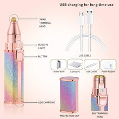 2-in-1 Flawless Eyebrow Trimmer | USB Rechargeable 2in1 Flawless Trimmer With Wire & Cleaning Brush | Eyebrow & Upper Lips Trimmer For Women (Rechargeable)